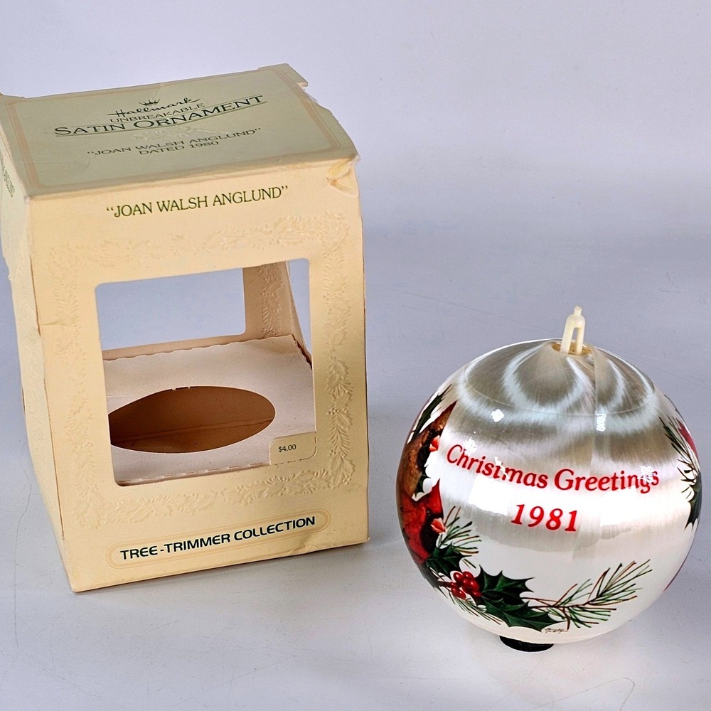Vintage 1981 Hallmark Joan Walsh Anglund Satin Cardinal Christmas Ornament Box